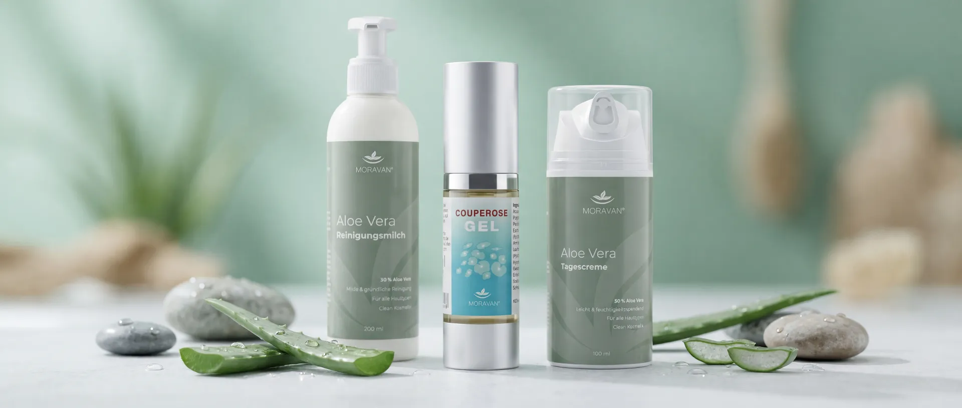 Das Beruhigungs-Set: Reinigungsmilch, Couperose-Gel und Tagescreme